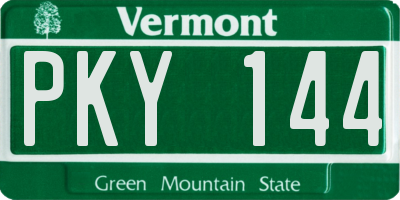 VT license plate PKY144