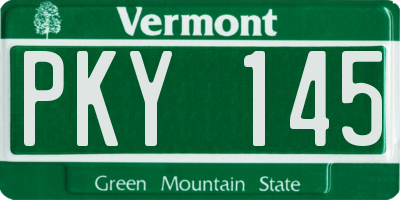VT license plate PKY145