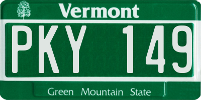 VT license plate PKY149