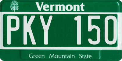 VT license plate PKY150