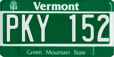 VT license plate PKY152