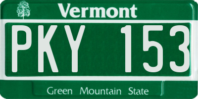 VT license plate PKY153