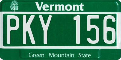 VT license plate PKY156