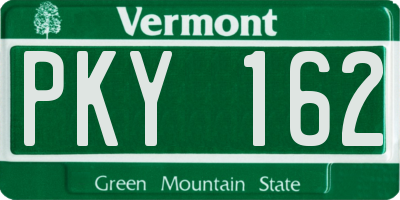 VT license plate PKY162