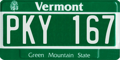 VT license plate PKY167