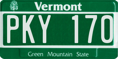 VT license plate PKY170