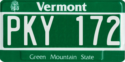 VT license plate PKY172