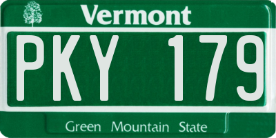 VT license plate PKY179