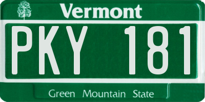VT license plate PKY181