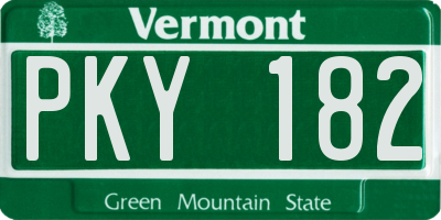 VT license plate PKY182