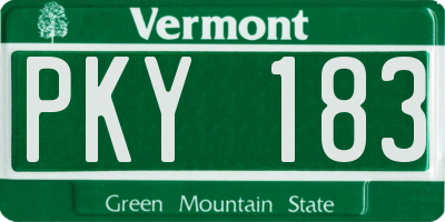 VT license plate PKY183