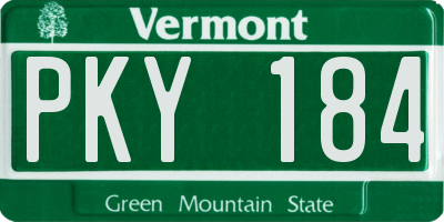 VT license plate PKY184