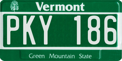 VT license plate PKY186