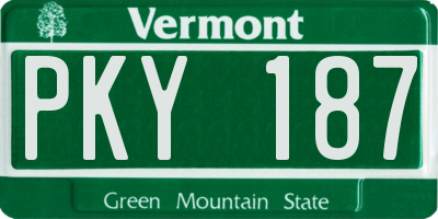 VT license plate PKY187