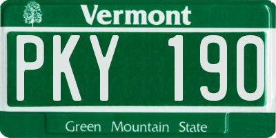 VT license plate PKY190