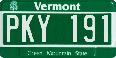 VT license plate PKY191
