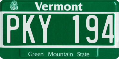VT license plate PKY194