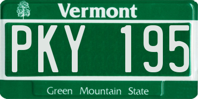 VT license plate PKY195