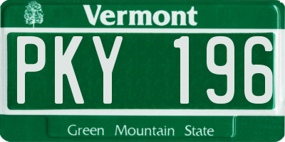 VT license plate PKY196