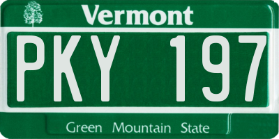 VT license plate PKY197