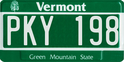 VT license plate PKY198