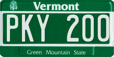 VT license plate PKY200
