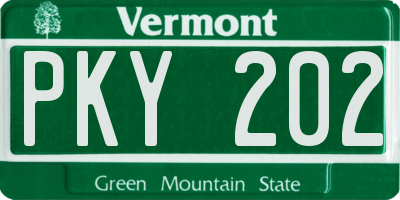 VT license plate PKY202