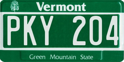 VT license plate PKY204