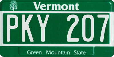 VT license plate PKY207
