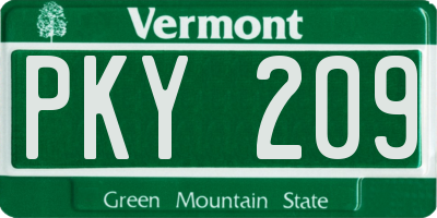 VT license plate PKY209