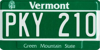 VT license plate PKY210