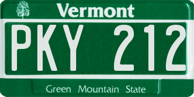 VT license plate PKY212