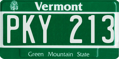 VT license plate PKY213