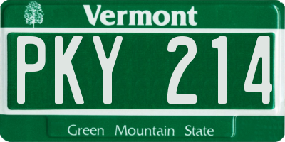 VT license plate PKY214