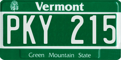 VT license plate PKY215