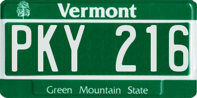 VT license plate PKY216