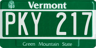 VT license plate PKY217