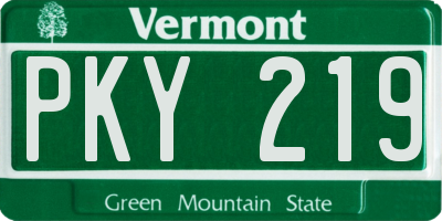 VT license plate PKY219