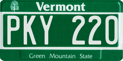 VT license plate PKY220