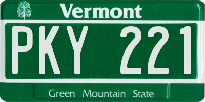 VT license plate PKY221