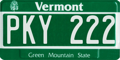 VT license plate PKY222