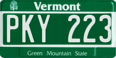 VT license plate PKY223