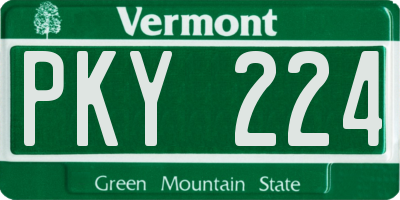 VT license plate PKY224