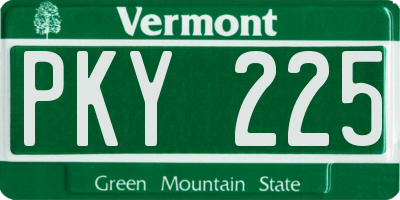 VT license plate PKY225