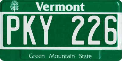 VT license plate PKY226