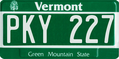 VT license plate PKY227