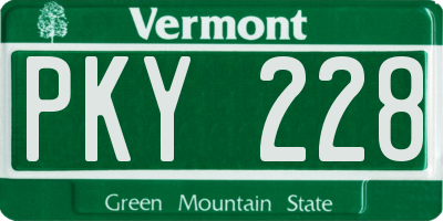 VT license plate PKY228