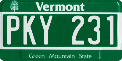 VT license plate PKY231
