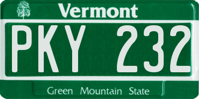 VT license plate PKY232