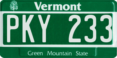 VT license plate PKY233